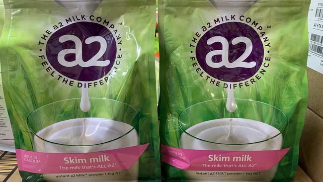 A2 Milk Co’s branding with its ‘feel the difference’ motto. Picture: Peter Hemphill