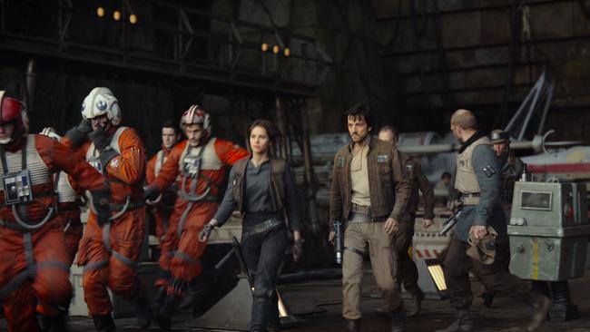Felicity Jones and Diego Luna in the film, a spin-off from the main Star Wars franchise. Picture: Lucasfilm