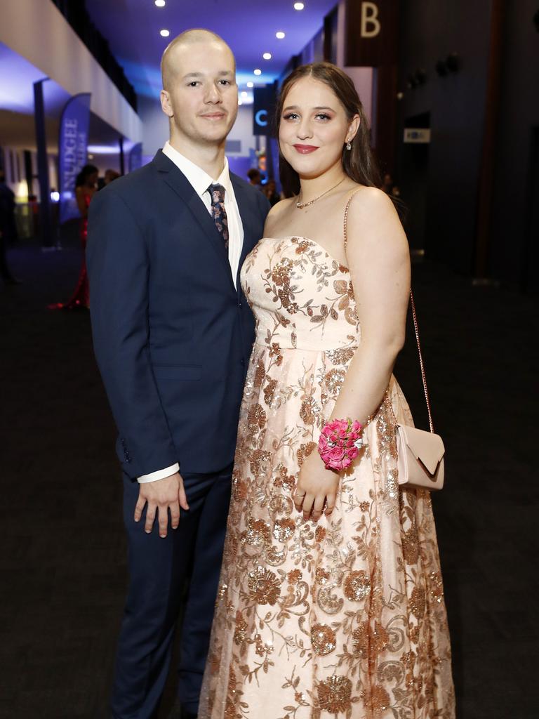 Hayden Miller and Bethany Walker pictured at the 2021 Nudgee College year 12 formal, Royal International Convention Centre Brisbane 19th of September 2021. (Image/Josh Woning)