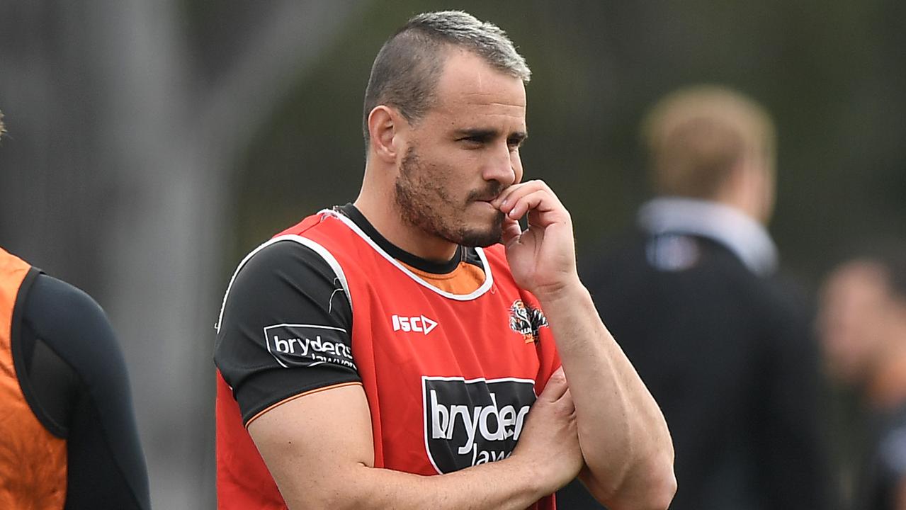 Josh Reynolds during a Wests Tigers NRL training session.