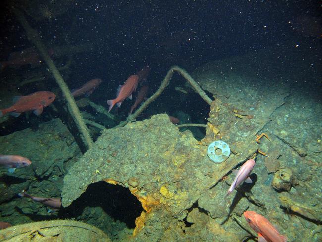 The rusted casing of HMAS AE1.