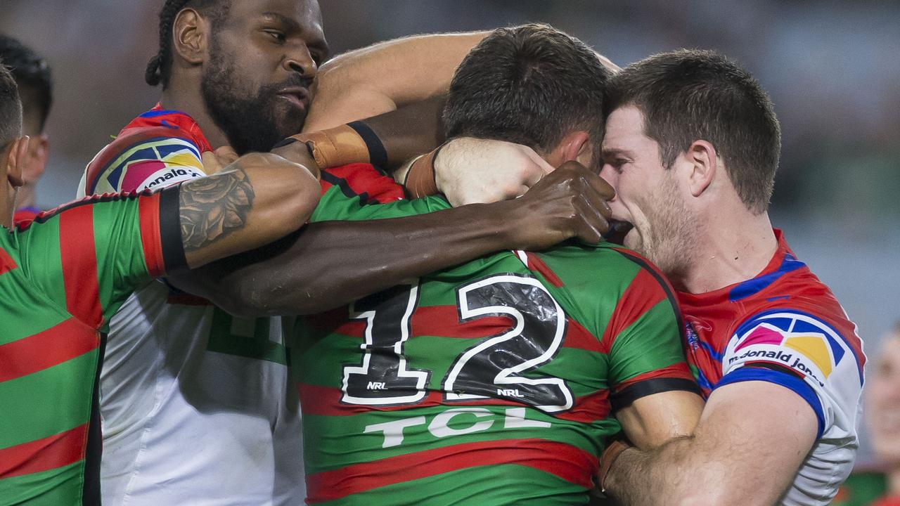 Sam Burgess and Lachlan Fitzgibbon were sent to the sin-bin along with Daniel Saifiti and Tom Burgess.