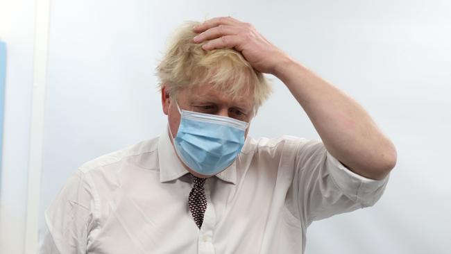 Boris Johnson visits Finchley Memorial Hospital in north London on Tuesday. Picture: Getty Images