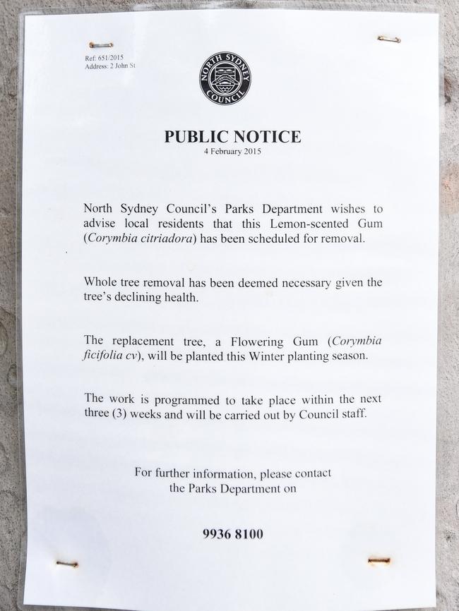 A public notice on one of the threes.