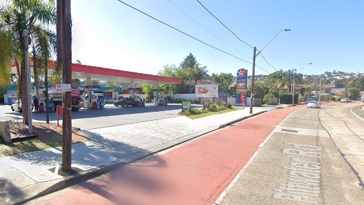 The trolley was allegedly pushed into the pack of 40 cyclists as it travelled past the Caltex service station on Pittwater Rd, Dee Why. Picture: Google Maps