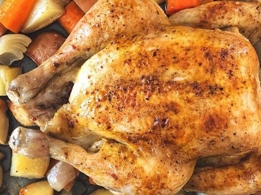 Slow cooker roast chicken.