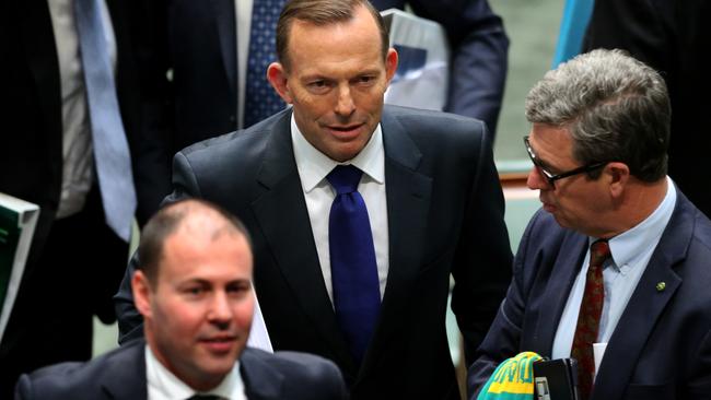 Josh Frydenberg, left, with Tony Abbott. Picture: Ray Strange