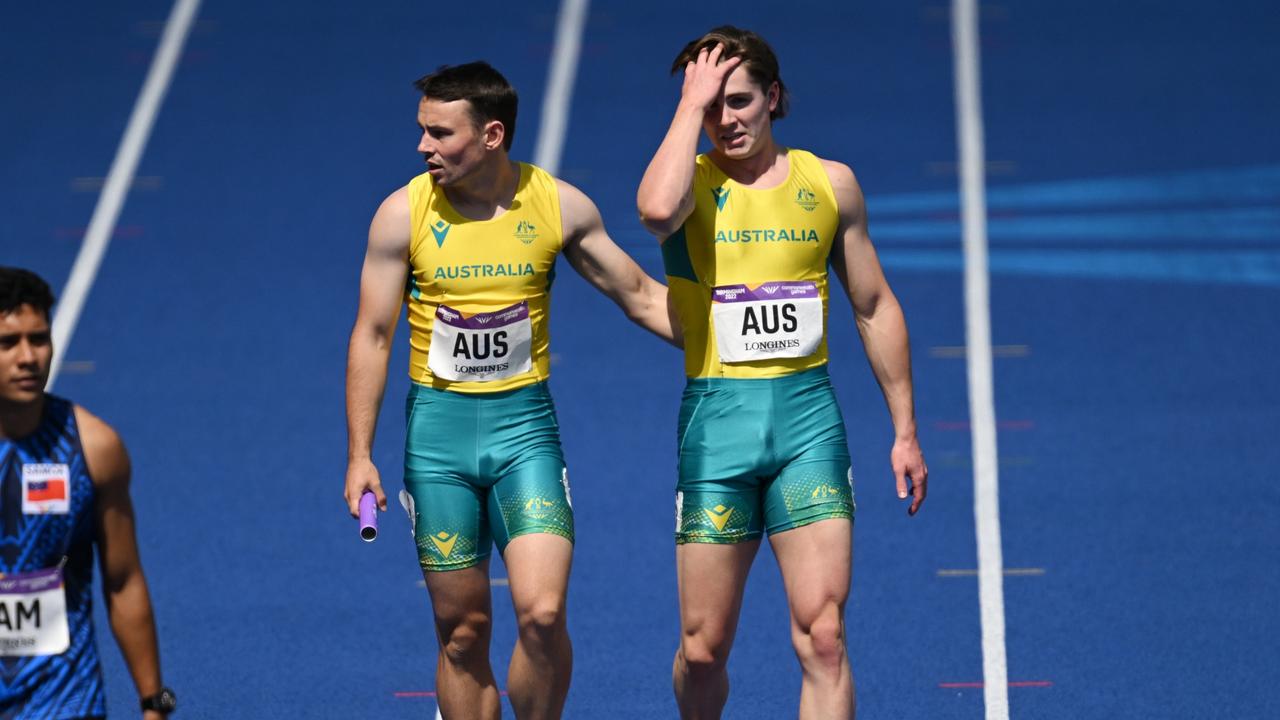 Jack Hale consoles Roan Browning. Picutre: (AAP Image/Dean Lewins)