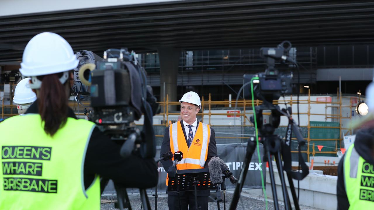 Queensland Premier Steven Miles at the Queen’s Wharf site during construction.