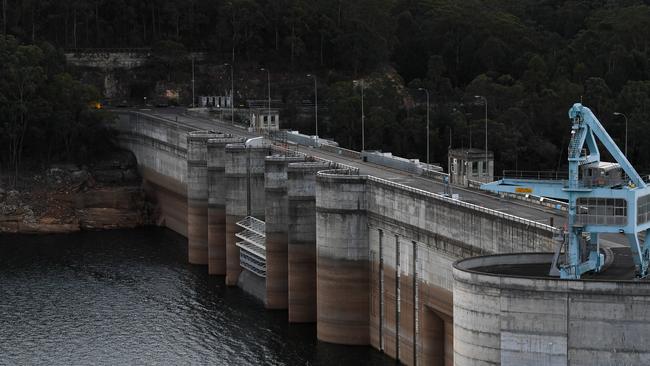 Warragamba Dam, southwest of Sydney, which has reduced water levels. Picture: AAP Image/Dean Lewins