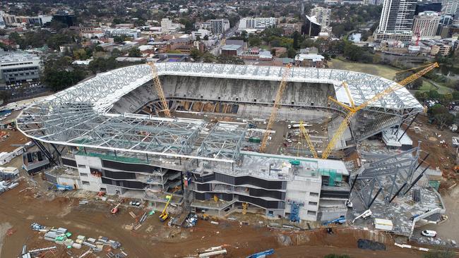 An aerial view of construction of Western Sydney Stadium. Picture: Getty