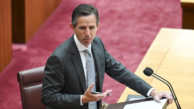 Liberal Senator Simon Birmingham condemned the Greens for voting against the suspension motion. Picture: NewsWire / Martin Ollman