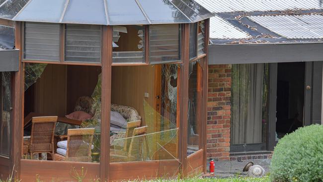 Windows were broken at the property. Picture: Jason Edwards