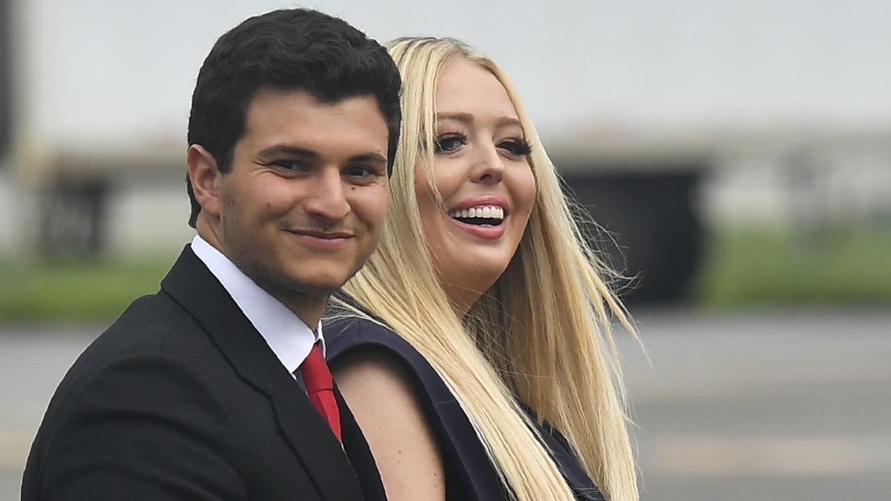 Tiffany Trump, pictured with fiance Michael Boulos, is said to be planning a legal career. Picture: Mandel Ngan/AFP