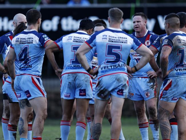 The Dora Creek players during the game. Berkeley Vale Panthers v Dora Creek Swampies first grade in round eight of the 2024 Central Coast Rugby League competition at Ted Doyle Oval June 9, 2024. Picture: Michael Gorton