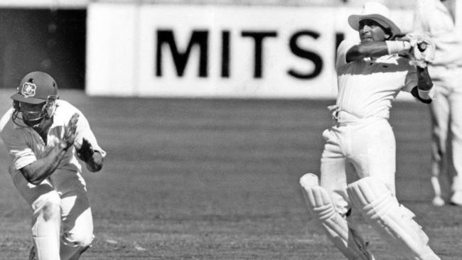 Sunil Gavaskar pulls Bruce Reid for four runs during his final tour of Australia in 1986 Picture: Simon Renilson.