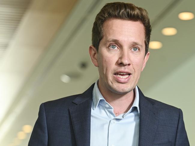 CANBERRA, Australia - NewsWire Photos - October 8, 2024: Greens MP Max Chandler-Mather holds a press conference at Parliament House in Canberra. Picture: NewsWire / Martin Ollman