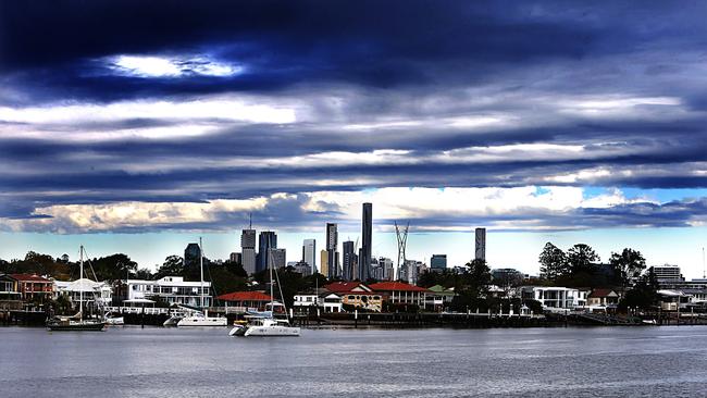 The Brisbane CBD seen from the wharf area. Picture: Annette Dew