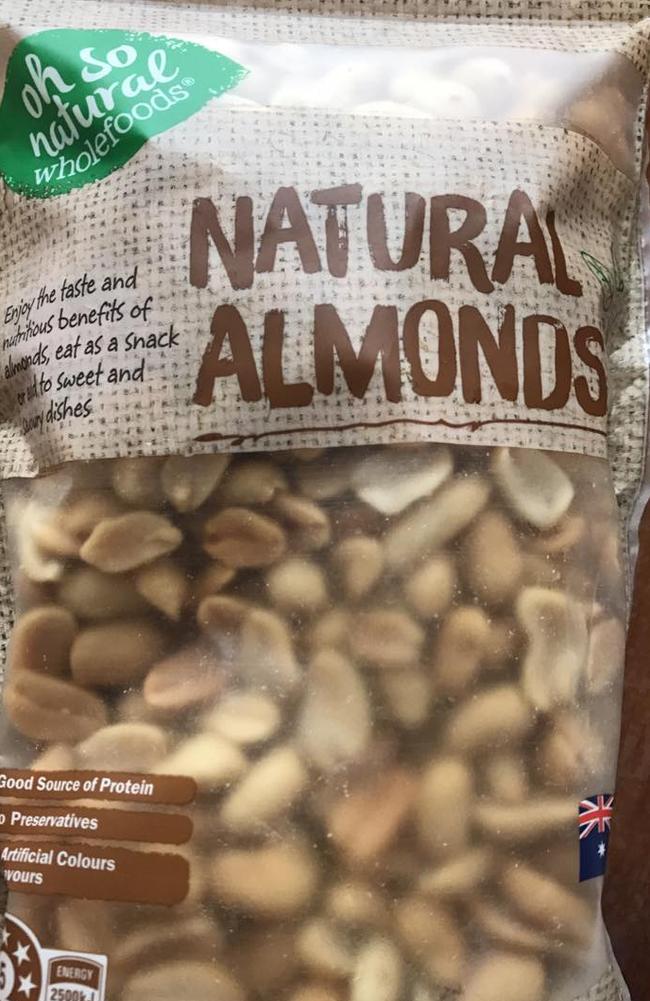 The packet was supposed to contain natural almonds, but was instead filled with peanuts. Picture: Facebook