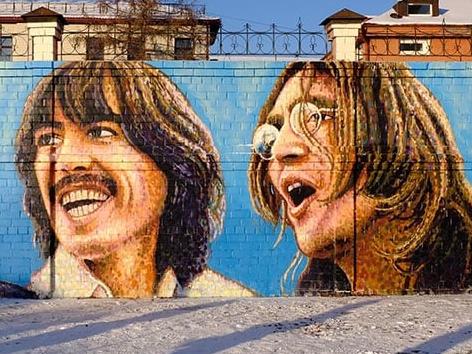 The new Beatles mural for the Urals Beatles Club in Ekaterinburg by Adelaide graffiti Artist Jimmy C . This mural is timed for the release of the new Peter Jackson film Get Back due to be released next week and was unveiled yesterday on the 298th birthday of Ekaterinburg as a gift to the city. PIcture: Jimmy C / Facebook