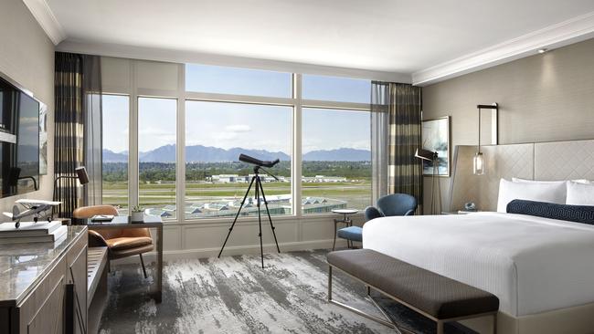 A guestroom at Fairmont Vancouver Airport.