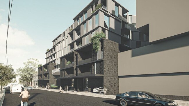 More than 170 apartments across two buildings are planned at 1-7 Chapel St, as viewed from Railway Ave. Picture: Extract from planning documents.