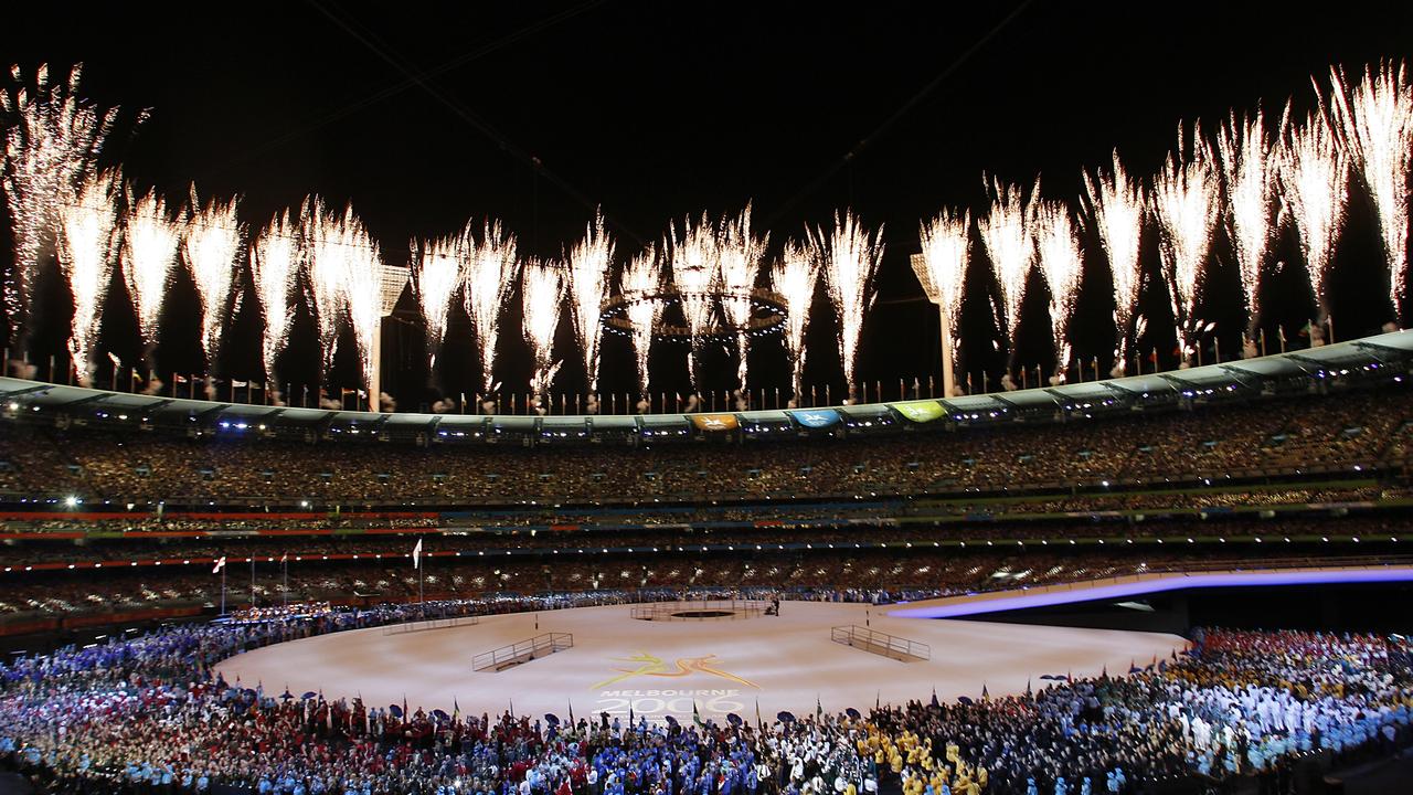 A scene from the opening ceremony of the Commonwealth Games at the Melbourne Cricket Ground when the city last hosted in 2006. Picture: Getty Images