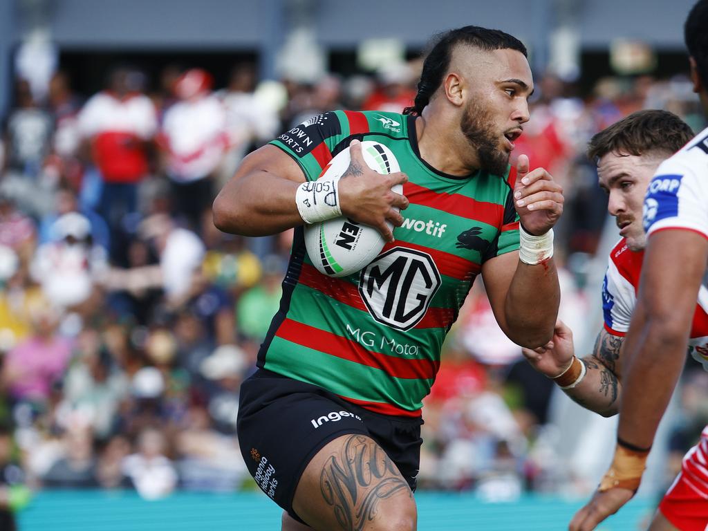 Souths' Keaon Koloamatangi is a monster on the edge for the Rabbitohs. Picture: Brendan Radke