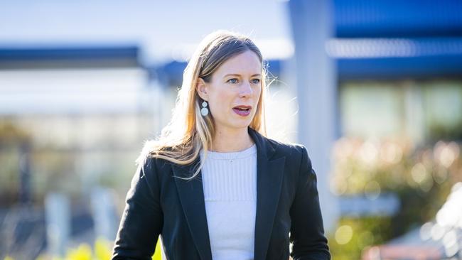 Labor leader Rebecca White at Puddleduck Vineyard. Picture: RICHARD JUPE