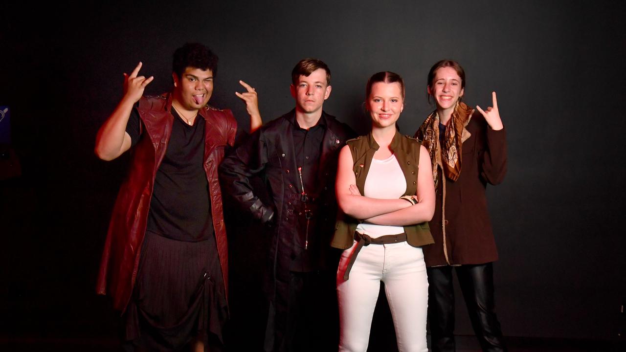 We Will Rock You is on at the Townsville Civic Theatre this weekend. Cast members Joseph Ori, Riley Johnston, Bridget Baxter and Elizabeth Davis. Picture: Evan Morgan