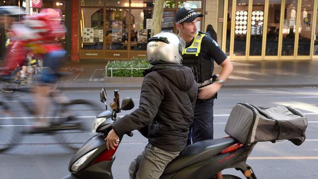 Swanston St was among the hot spots patrolled. Picture: Tony Gough