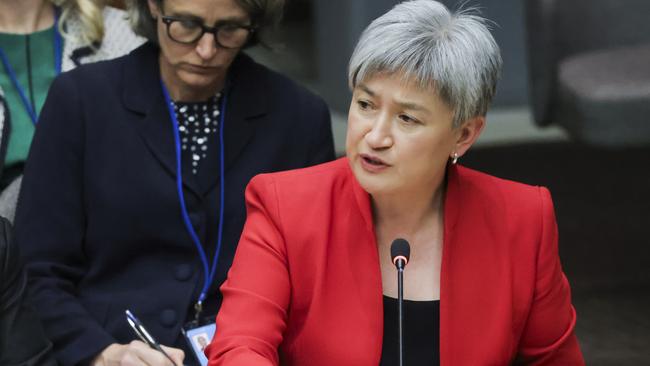 Penny Wong addresses the UN Security Council. Picture: NCA NewsWire / Andrew Kelly