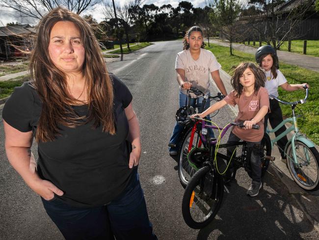 Stephanie says her kids were riding their bikes in the surrounding streets before at least one of the dogs began chasing them. Picture: Tony Gough