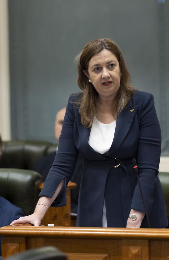 Queensland Premier Annastacia Palaszczuk speaks during question time at Queensland Parliament. Picture: Sarah Marshall