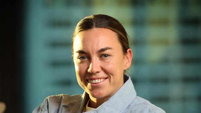 Matildas goalkeeper Mackenzie Arnold let her hair down in Brisbane for New Year’s Eve celebrations. Picture: David Caird