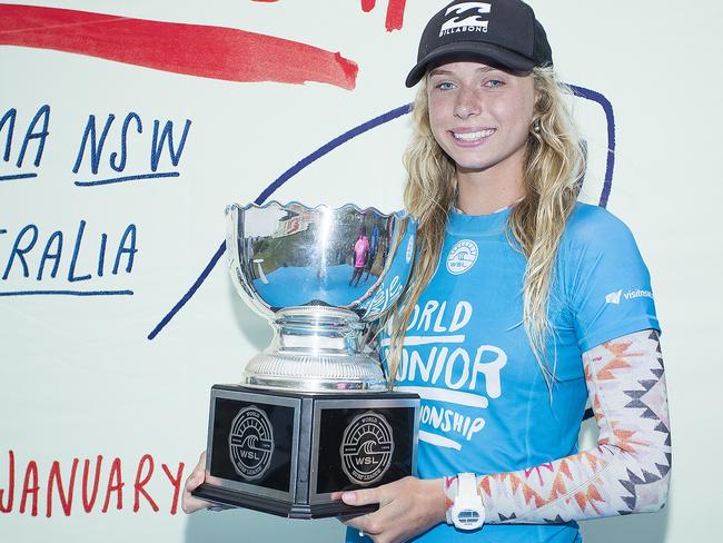 Macy Callaghan with her world crown.