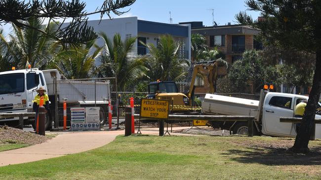 Works on the Bargara Esplanade saw one lane of traffic closed on Tuesday.