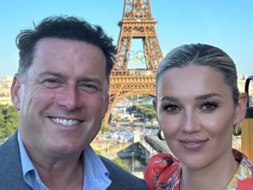 Karl and Jasmine Stefanovic dine with the Eiffel Tower backdrop at Girafe