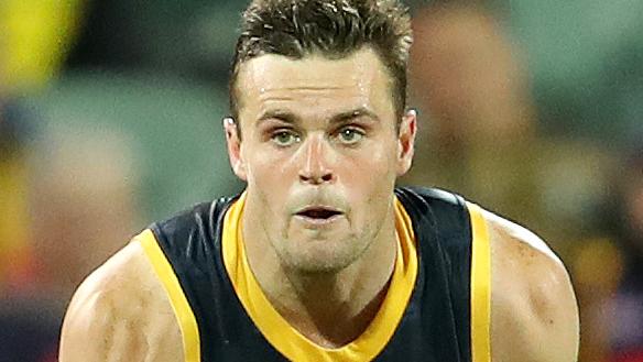 AFL  - Saturday, 19th September, 2020 - Adelaide Crows v Richmond at the Adelaide Oval. Adelaide's Brad   Crouch and Richmond's Jake Aarts  Picture: Sarah Reed
