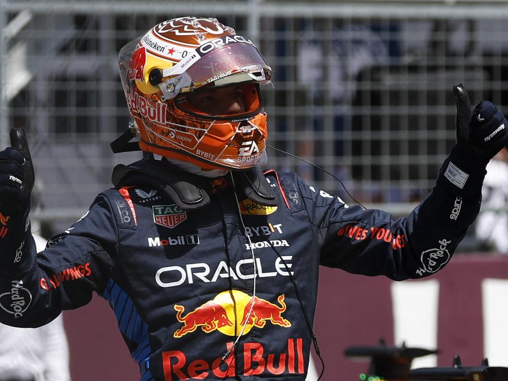 Red Bull Racing's Dutch driver Max Verstappen celebrates after winning the sprint race at the Austria GP. Picture: AFP