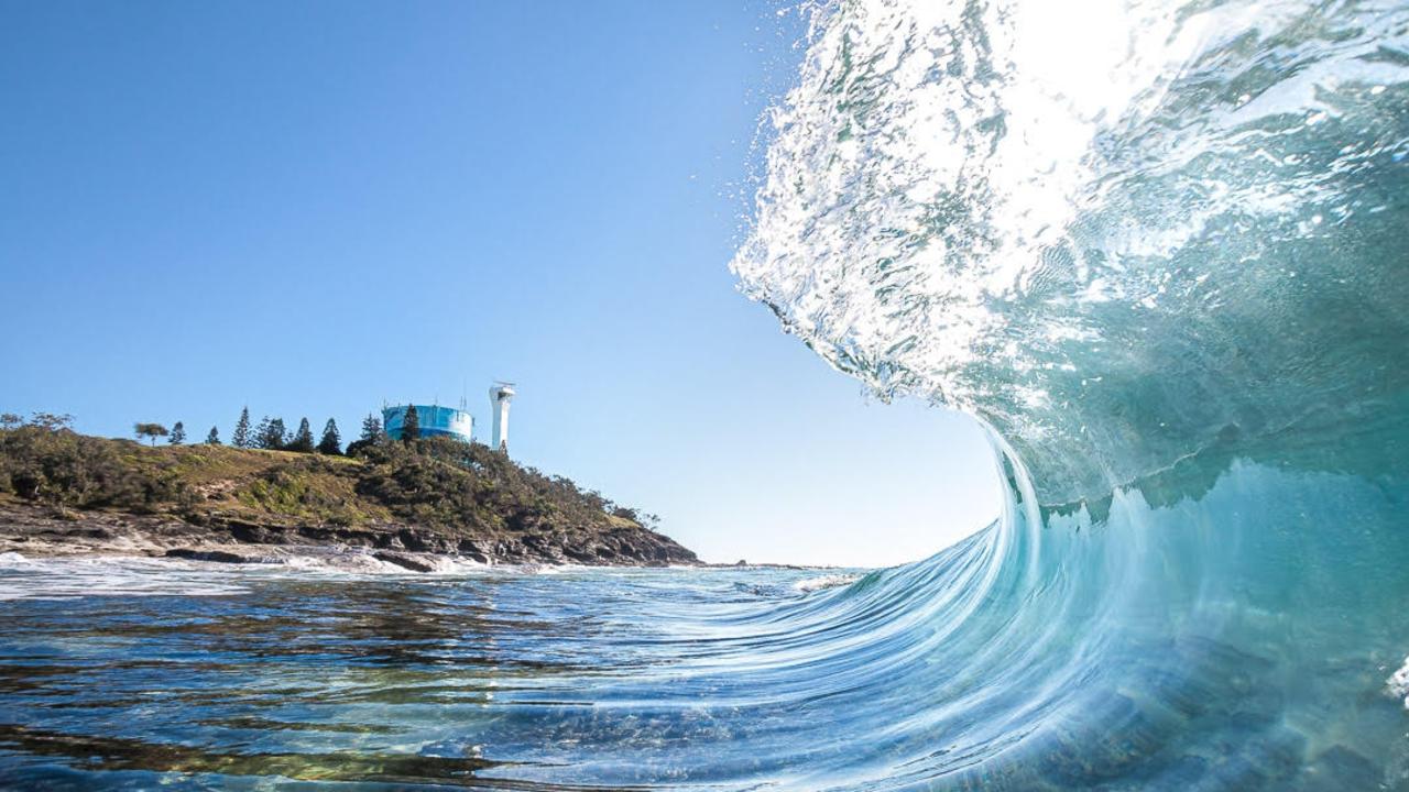 Young surf photographer Josh Whiting's image taken at Pt Cartwright will be displayed at a Marcoola community bank's shopfront. Picture: Josh Whiting