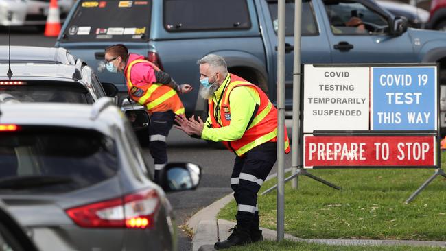 Covid-19 testing at the Northern Hospital in Epping has temporarily closed on Tuesday as they have hit capacity. Picture: David Crosling