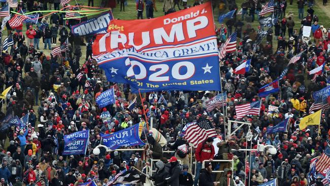 Donald Trump supporters protest at the US Capitol on January 6, 2021. Picture: AFP.