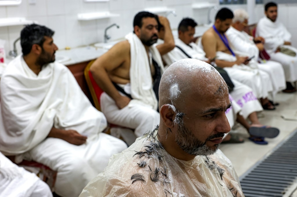 Shaving or cutting the hair comes near the end of the hajj, and marks the moment when pilgrims can change out of the Ihram clothing that signifies purity and devotion