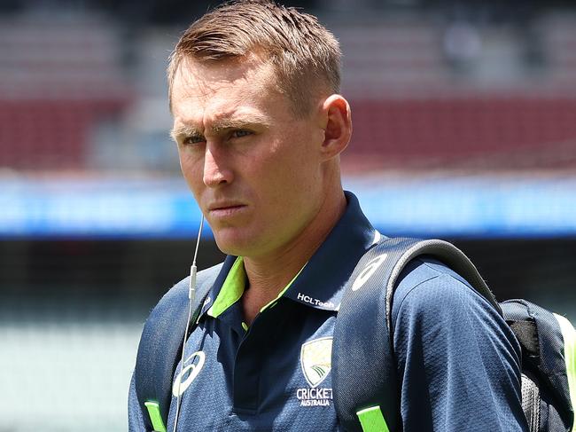 ADELAIDE, AUSTRALIA - DECEMBER 08: Marnus Labuschagne of Australia arrives during day three of the Men's Test Match series between Australia and India at Adelaide Oval on December 08, 2024 in Adelaide, Australia. (Photo by Robert Cianflone/Getty Images)