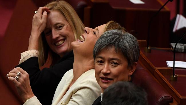 Senators Katy Gallagher, Kristina Keneally and Penny Wong were labelled ‘mean girls’.