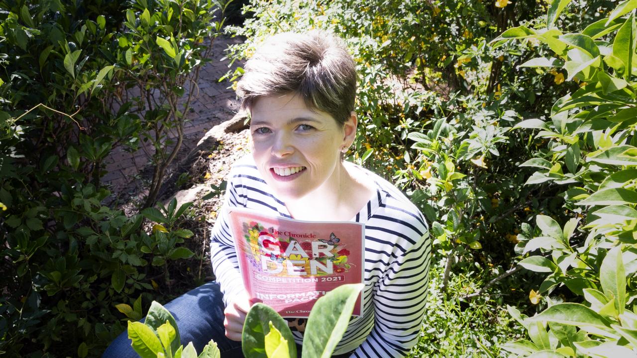 NEW BLOOMS: Kellie Gersekowski from Crow’s Nest said she can’t wait to enter The Chronicle Garden Competition for the first time. Picture: Bev Lacey