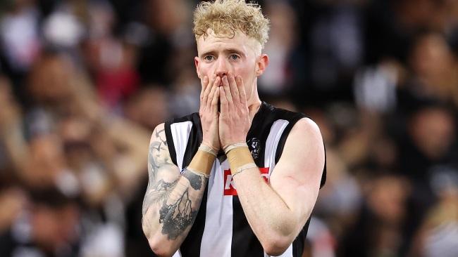 Absolute heartbreak for Collingwood. (Photo by Mark Kolbe/AFL Photos/via Getty Images)