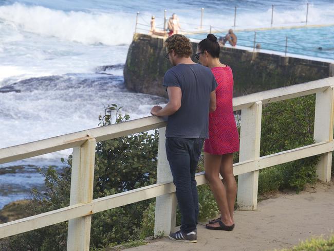 Simon Baker and wife Rebecca enjoy the view. Picture: Snapper Media