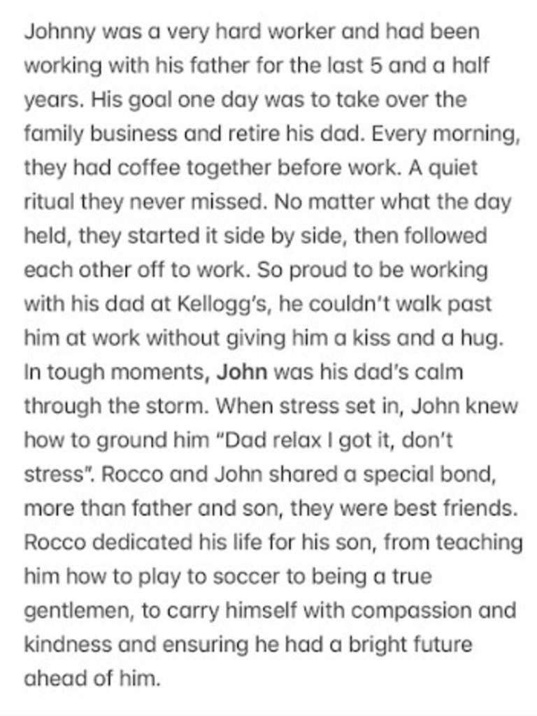It spoke of his special relationship with his father, with whom he also worked. Picture: Instagram
